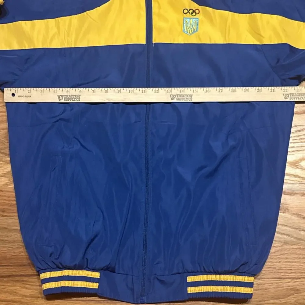 VTG Adidas Ukraine Olympics Blue Yellow Windbreaker Track Suit Size XLarge READ